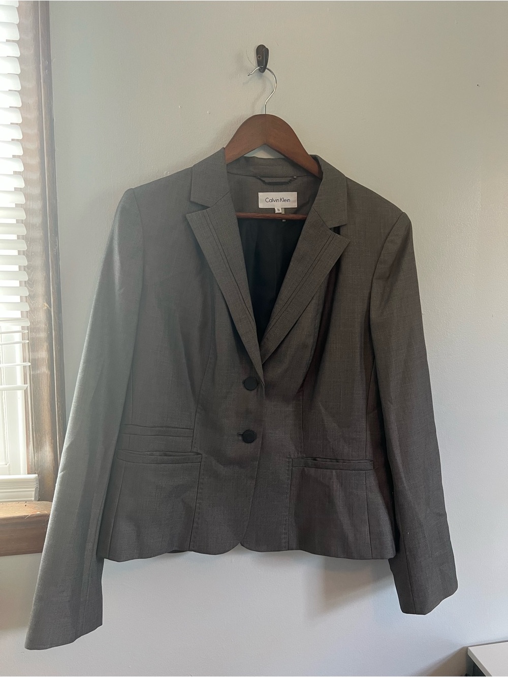 Calvin Klein Women's Charcoal Two-Button Blazer